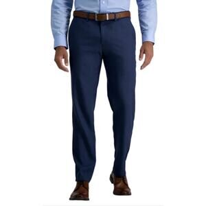 Haggar Men's Comfort 365 Flex Stretch Straight Fit Dress Blue Pants Size 36x32